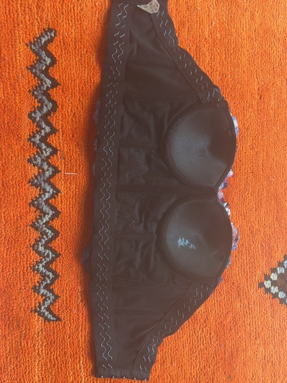 3D Floral Strapless Crop Top in Dark Blue - Picture 3 of 3